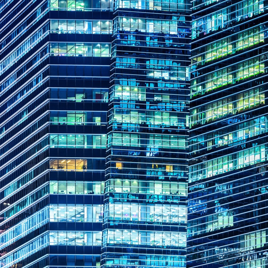 Office with lights on