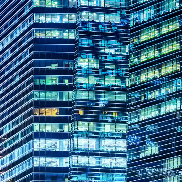 Office with lights on